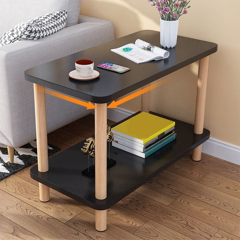 20.87" Tall Wood Side Accent Table Geometric Shelf Included End Table