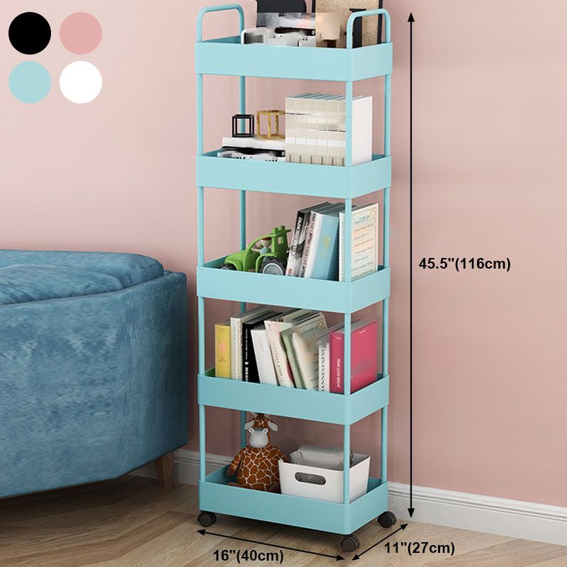 Contemporary Style Bookshelf with Casters Wheel Book Shelf for Home Office Study Room