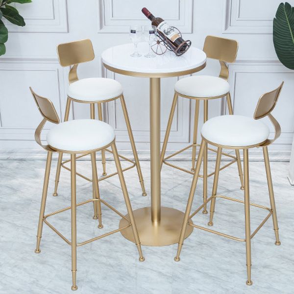 1/3 Pieces Glam Round Wood and Metal Bar Stool and Table Set