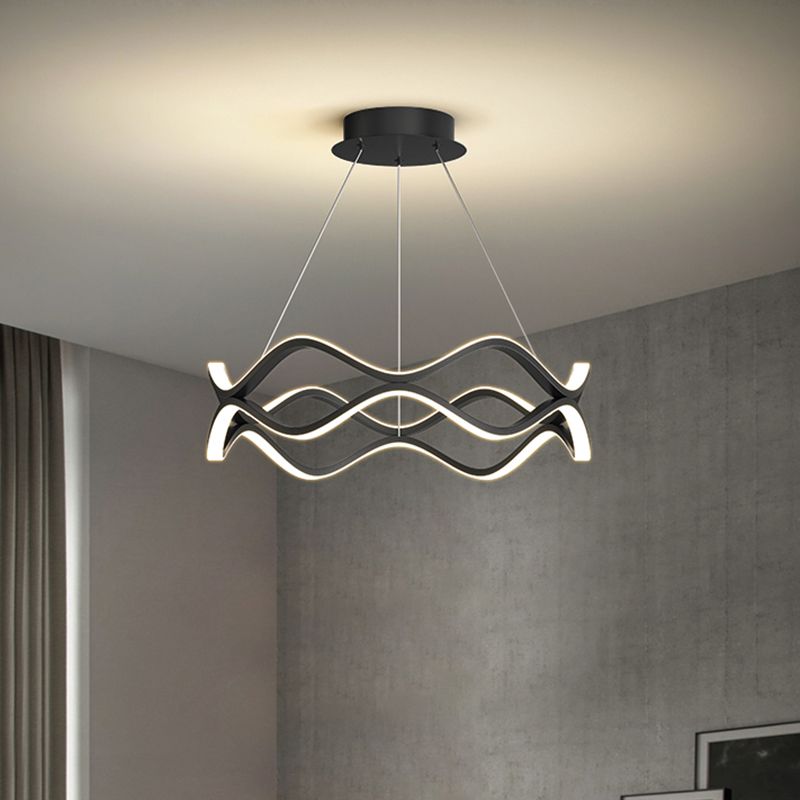 Twisting Shade Metal Chandelier Lights Modern 2- Light Chandelier Lighting Fixtures