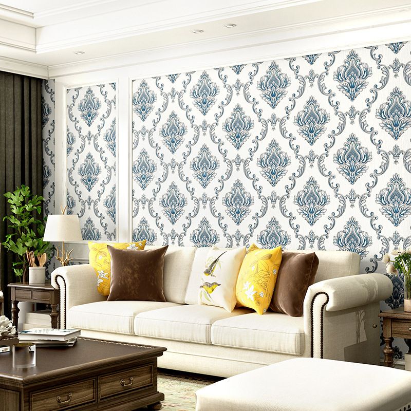 Medallion Jacquard Wallpaper Roll Vintage Style 3D Embossed Wall Covering for Bedroom