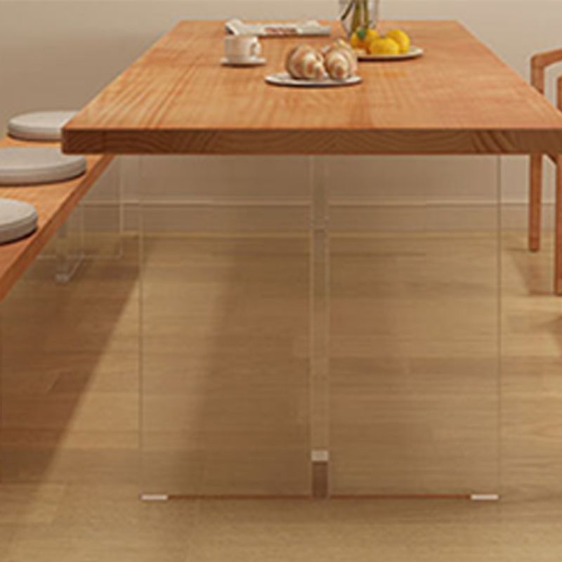 Rectangle Acrylic Base Dining Table Medieval Modern Style Wood Table for Kitchen