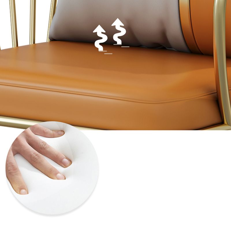 Glam Upholstered Dining Chairs Windsor Back Arm Chairs in Orange