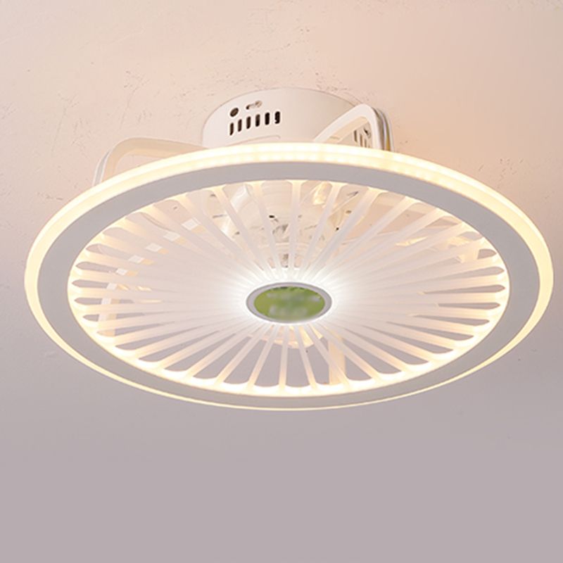 Nordic Style Iron Ceiling Fan Lamp Geometry Circle LED Ceiling Fan Light for Living Room