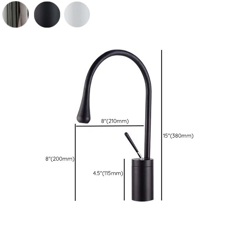 Gooseneck Lever Handles Sink Faucet Modern Circular Brass Bathroom Sink Faucet