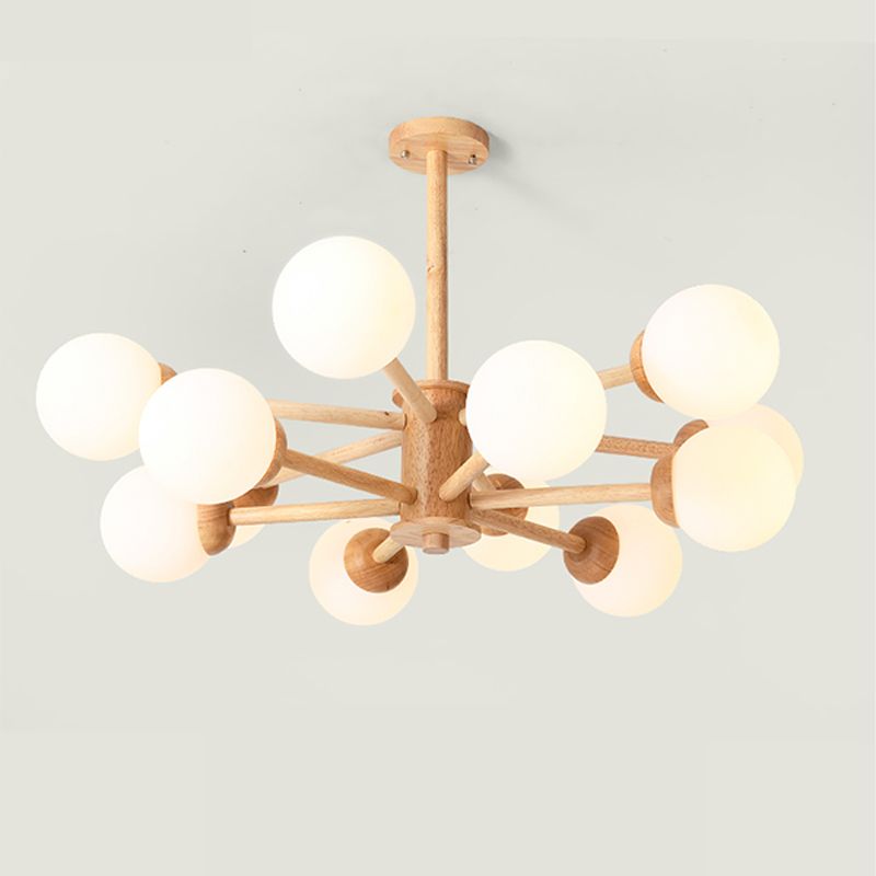 Globe Chandelier Light Fixtures Modern Multi-Head Beige Chandelier Pendant Light with Glass Shade
