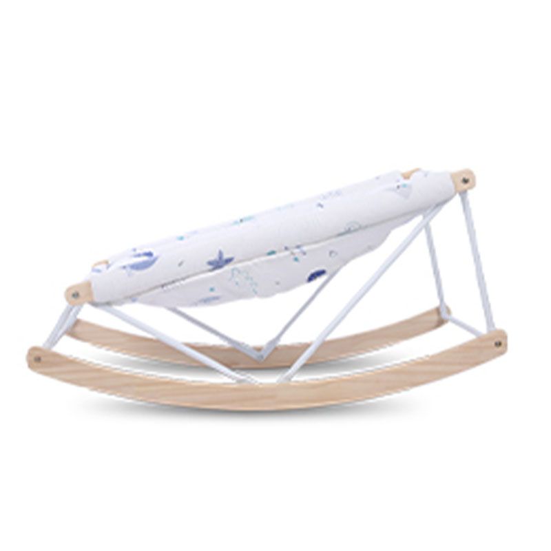 Traditional Solid Wood Oval Rocking Light Wood Crib Cradle with Pad