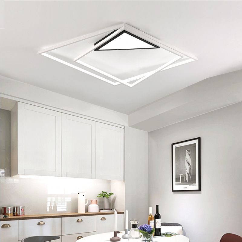 Accesorio de iluminación cuadrado acrílico contemporáneo 21"/27"/32" novedad montaje empotrado en techo en blanco para dormitorio