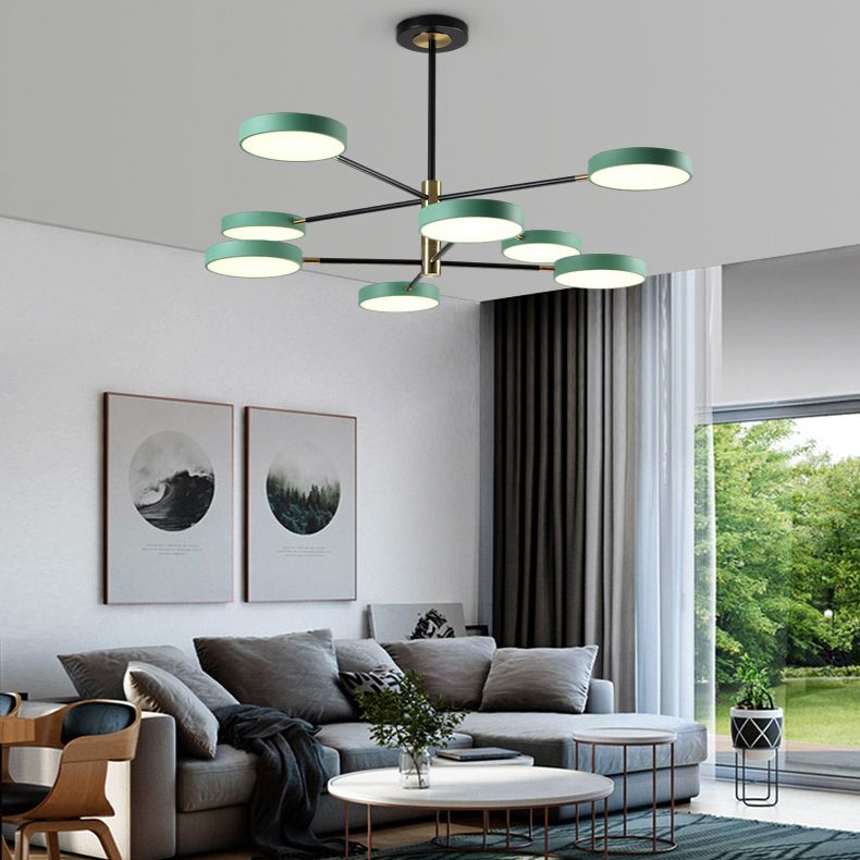 Two Layers Iron Chandelier Contemporary Style Pendant Light for Living Room Dinning Room