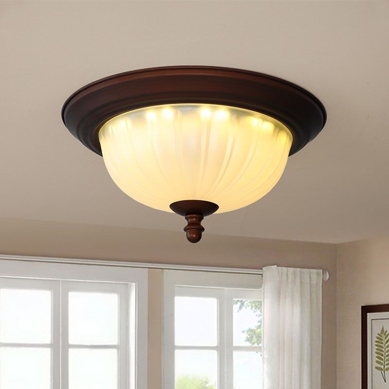 American Style Ceiling Light Dome Shape Ceiling Lamp with Glass Shade for Bedroom