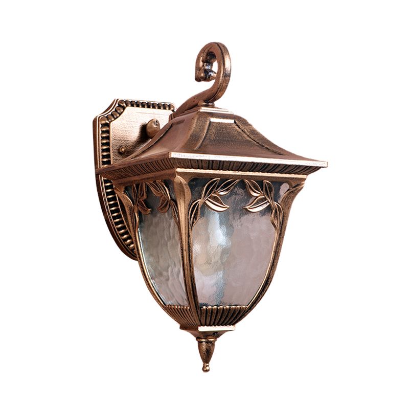 Acorn Courtyard Sconce Lighting Countryside Clear Water Glass 1 Light Brass Wall Mount Lamp