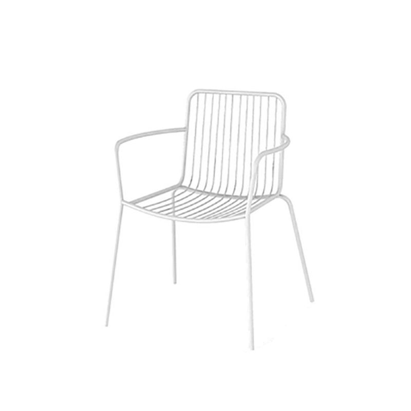 Industrial Patio Dining Chair Slat Back Metal Dining Arm Chairs