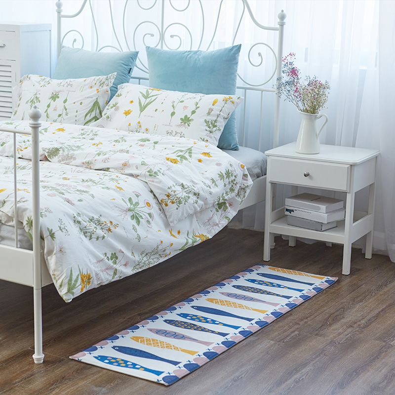 Nordic Home Decoration Rug Multi Color Plant Print Indoor Rug Non-Slip Backing Pet Friendly Easy Care Carpet