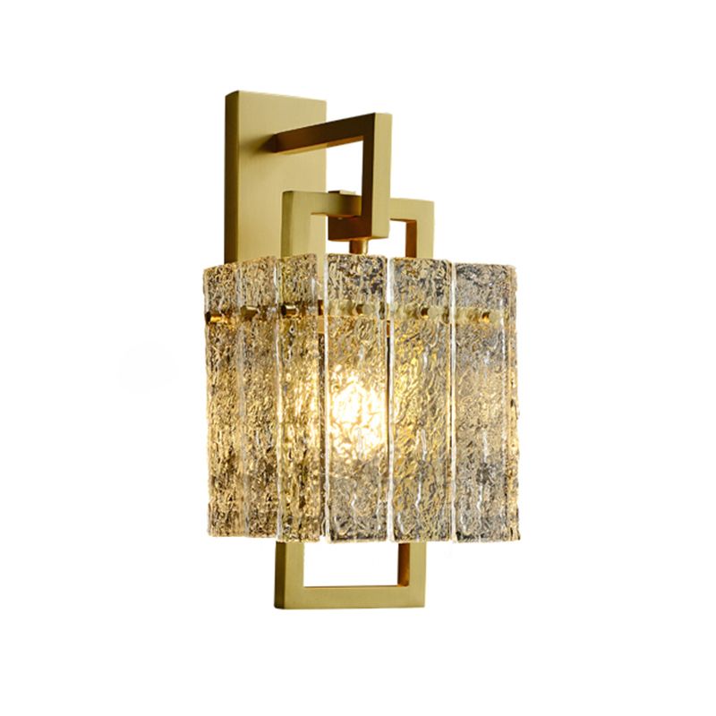 Modern Metal Wall Sconce Rectangle Shape Wall Light with Glass Shade for Bedroom