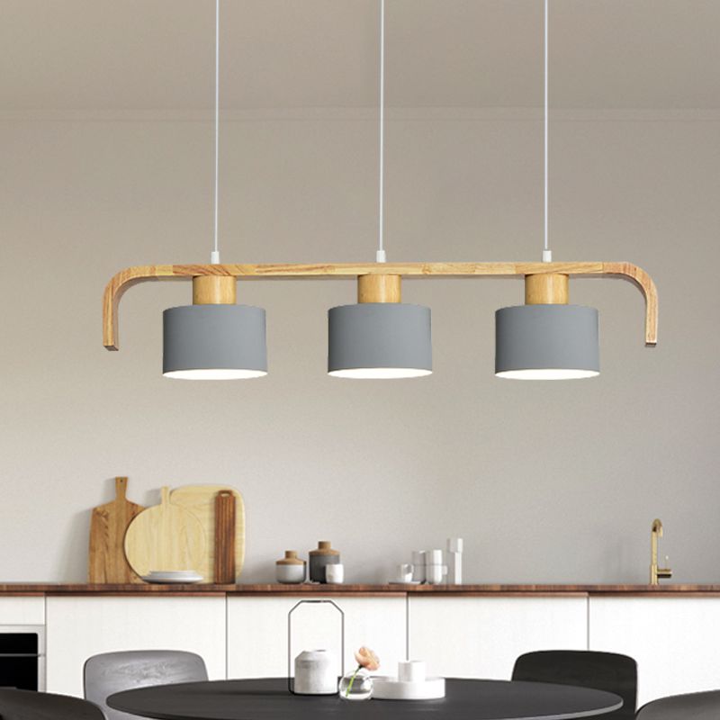 Metal Drum Shade Island Light 3/4 Heads Nordic Simple Chandelier Light for Dining Room Kitchen