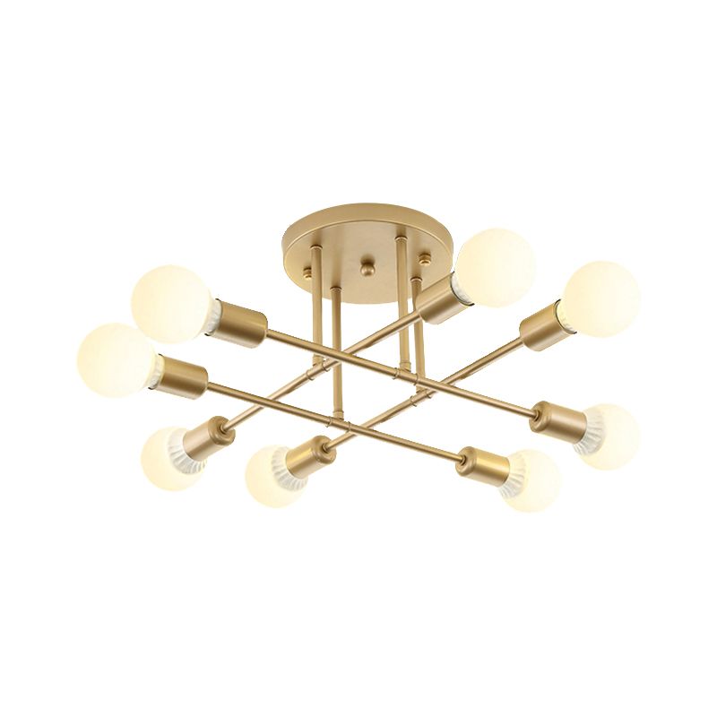 Bookstore Living Room Stacked Ceiling Light Metal Contemporary Semi Ceiling Mount Light