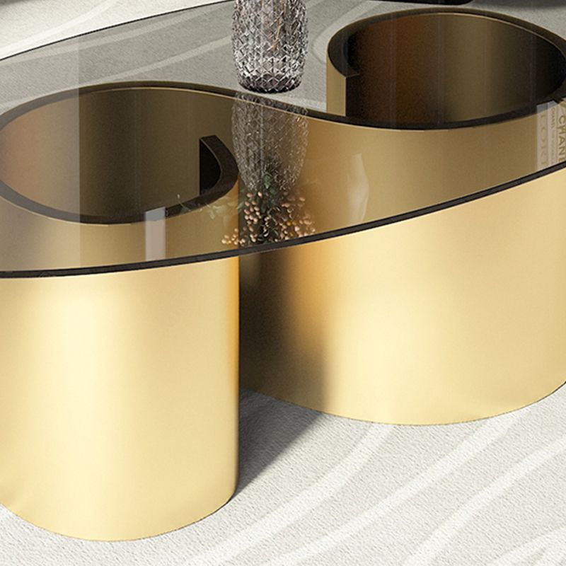 Contemporary Oval Top Coffee Table with Abstract Base Cocktail Table