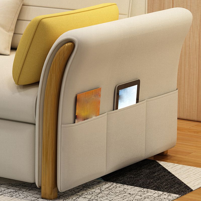 Cotton Blend and Faux Leather Convertible Sectionals Sofas with Storage in Yellow