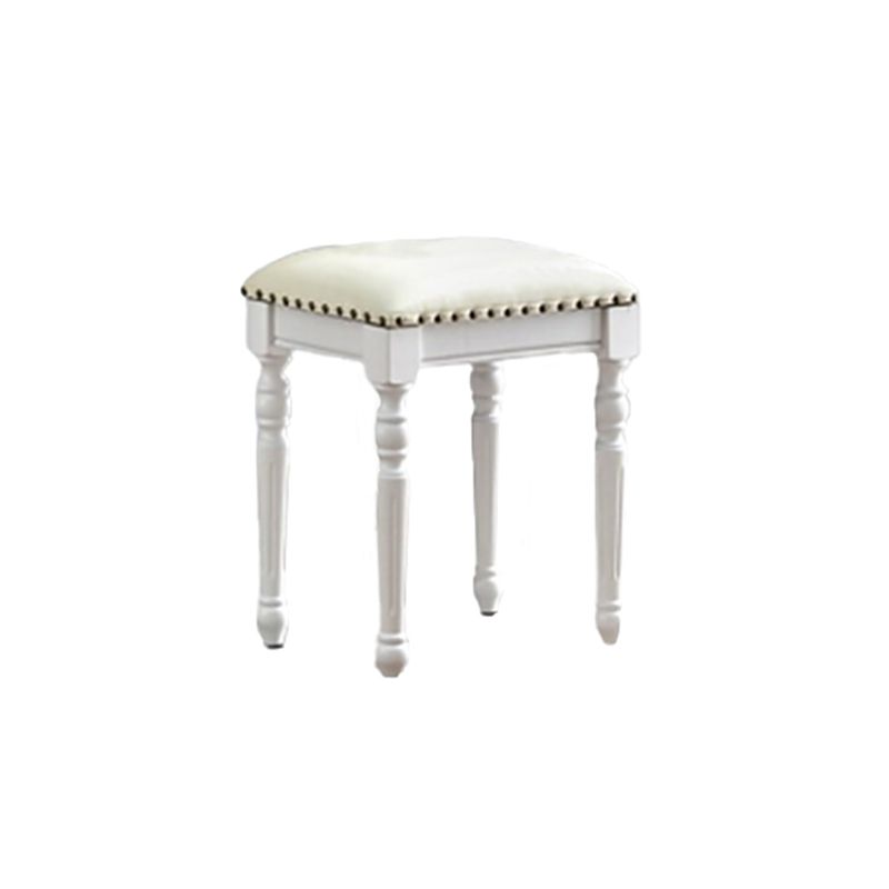 Bright White Vanity Set with 2 Storage Drawers Rubberwood Make-up Vanity, 17.71" Wide