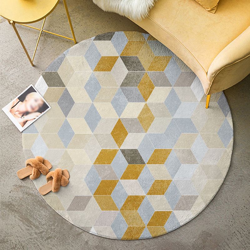 Brown Simple Carpet Polyester Geometry Carpet Stain Resistant Carpet for Drawing Room