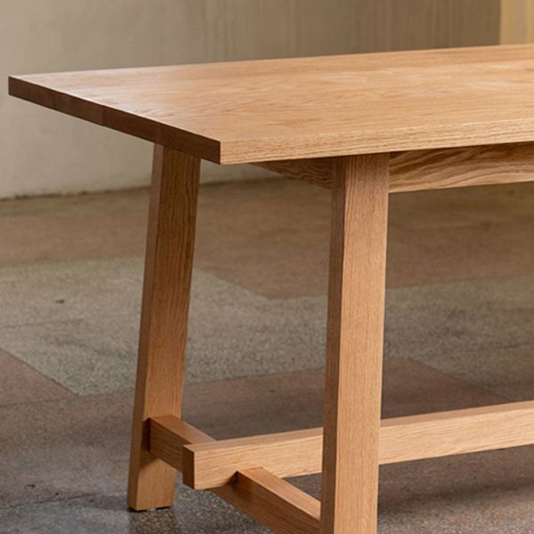 Modern Rectangular Light Brown Solid Wood Dining Table with Trestle