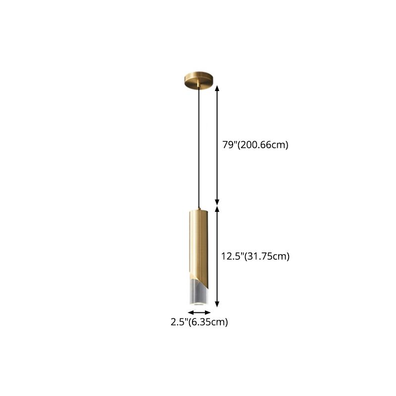 Moderne creatieve LED enkele hanglamp Koperen cilindrische hangende lamp met acrylschaduw