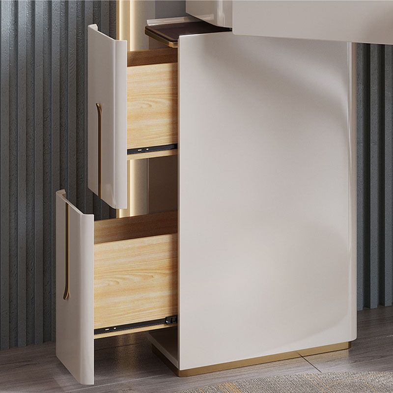 White Make-up Vanity with 4 Storage Drawers 29.52" Wide Glass Dresser