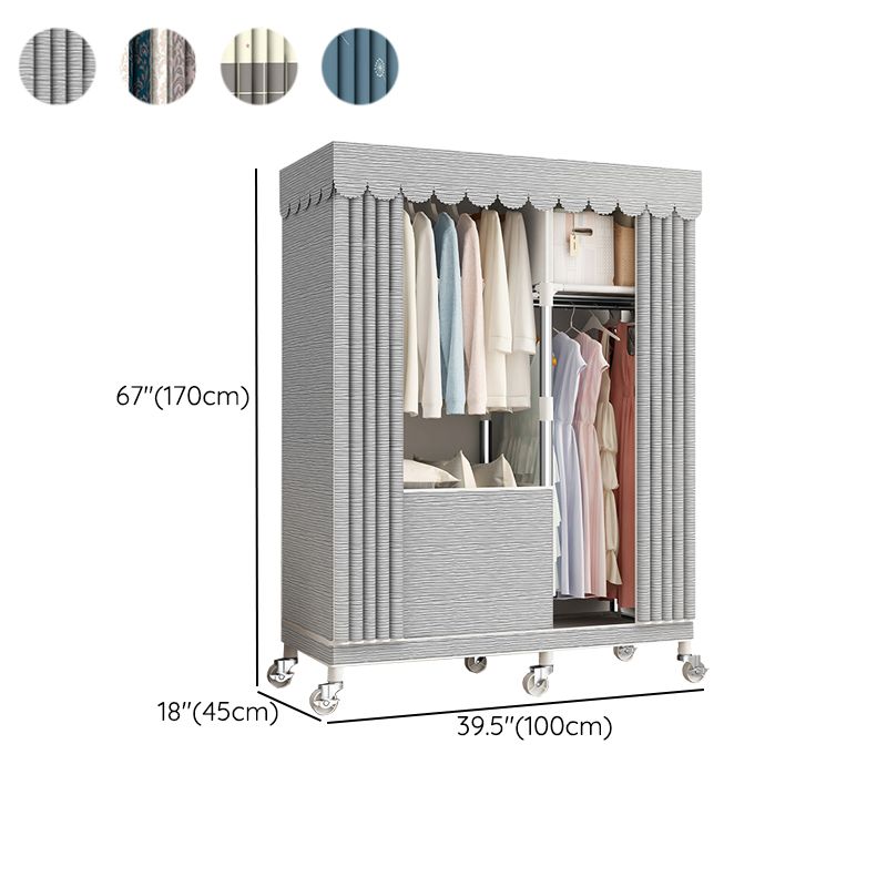 Steel Wardrobe Closet with Garment Rod Modern Wardrobe Armoire