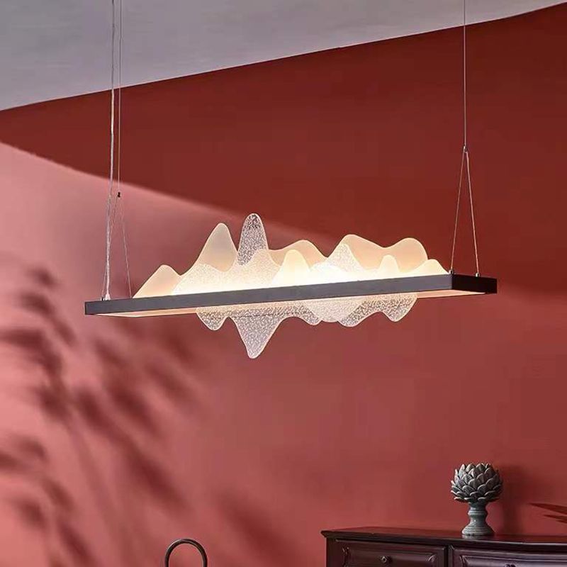 Black Metal Island Lightsing Lámpara de colgantes LED de restaurante moderno con sombra acrílica