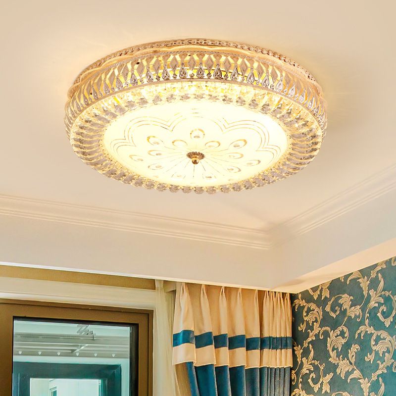 Lámpara de techo circular dorada, iluminación LED de montaje empotrado de cristal transparente modernista con difusor de vidrio esmerilado