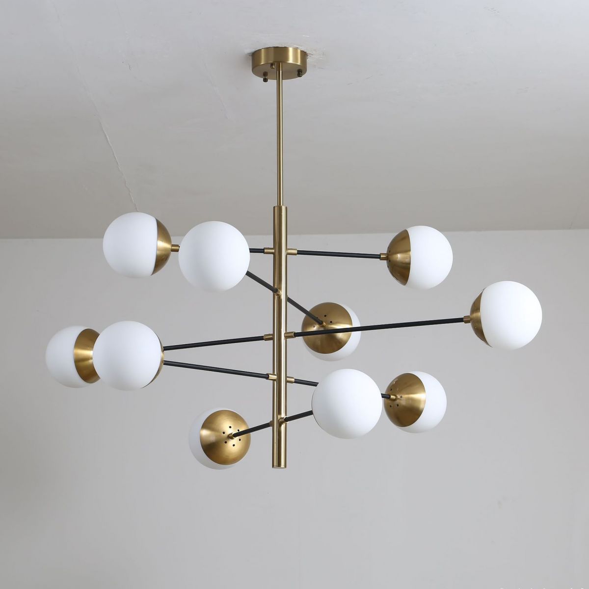 Living Room Chandelier Pendant Light Modern Chandelier Light Fixture with Starburst Glass Shade