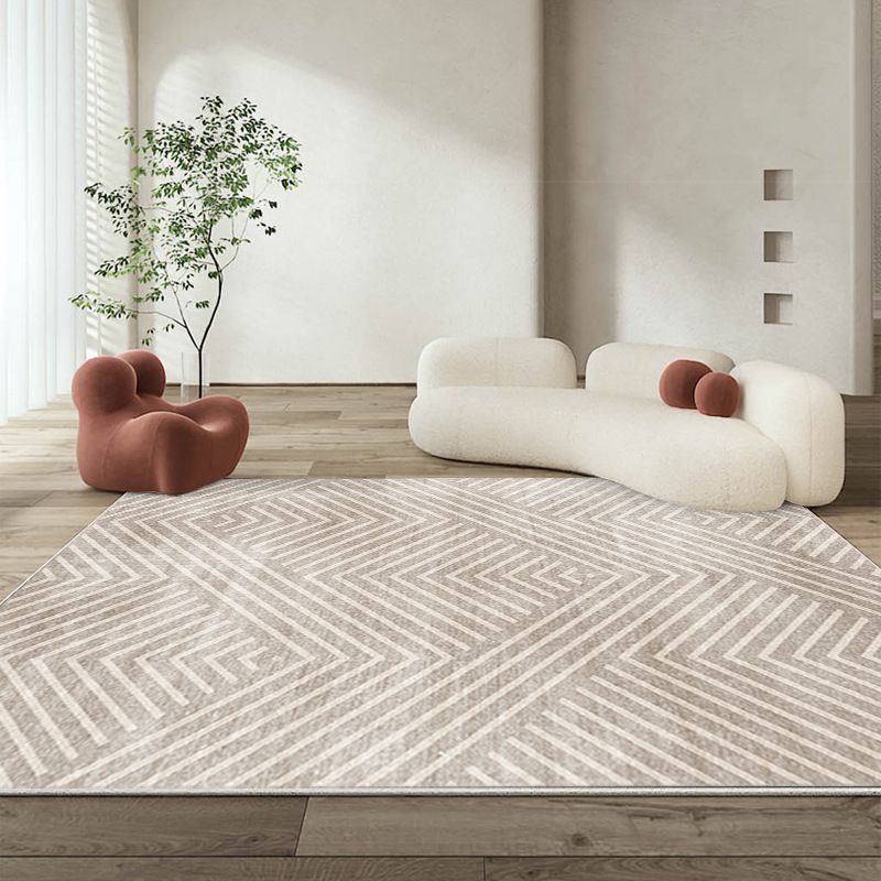 Abstract Style Living Room Rug Abstract Carpet Polyester Washable Area Rug