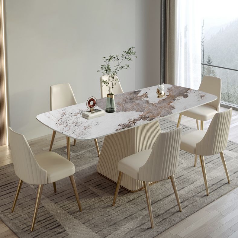 Nordic Sintered Stone Top Dining Set Rectangle 1/4/5/6/7 Pieces Dining Room Table Set