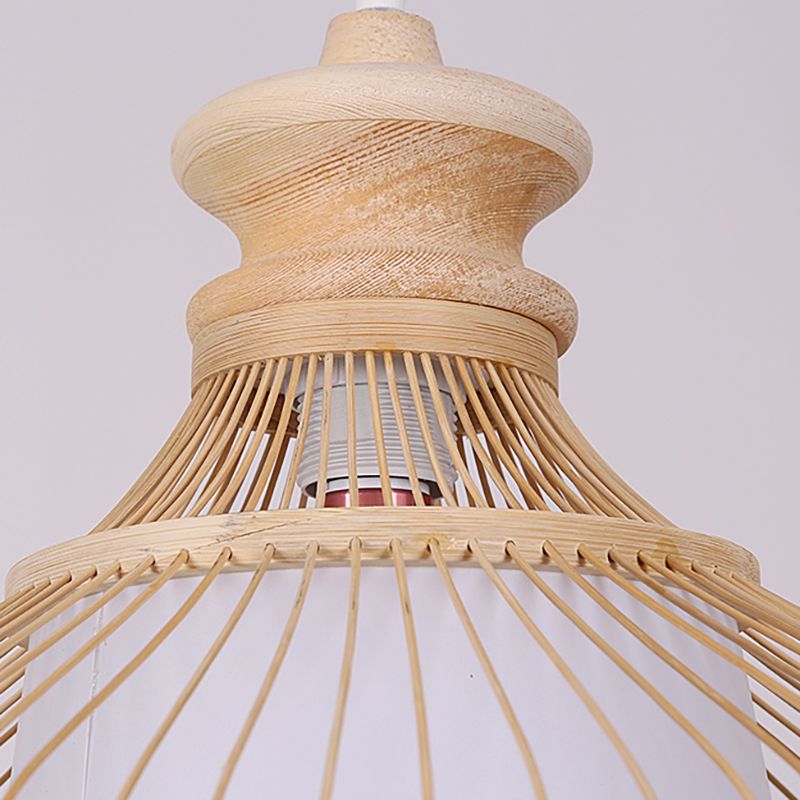 Bamboo Hanging Light Simplicity Geometric Pendent Lighting Fixture for Dining Room