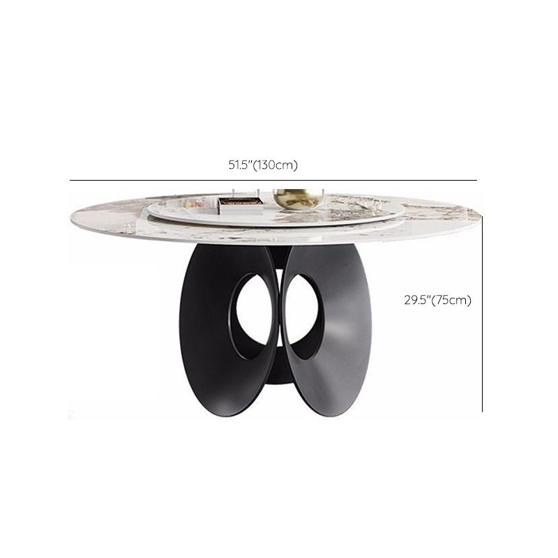 Contemporary Round Dining Table Steel Pedestal Base Table for Dining Room