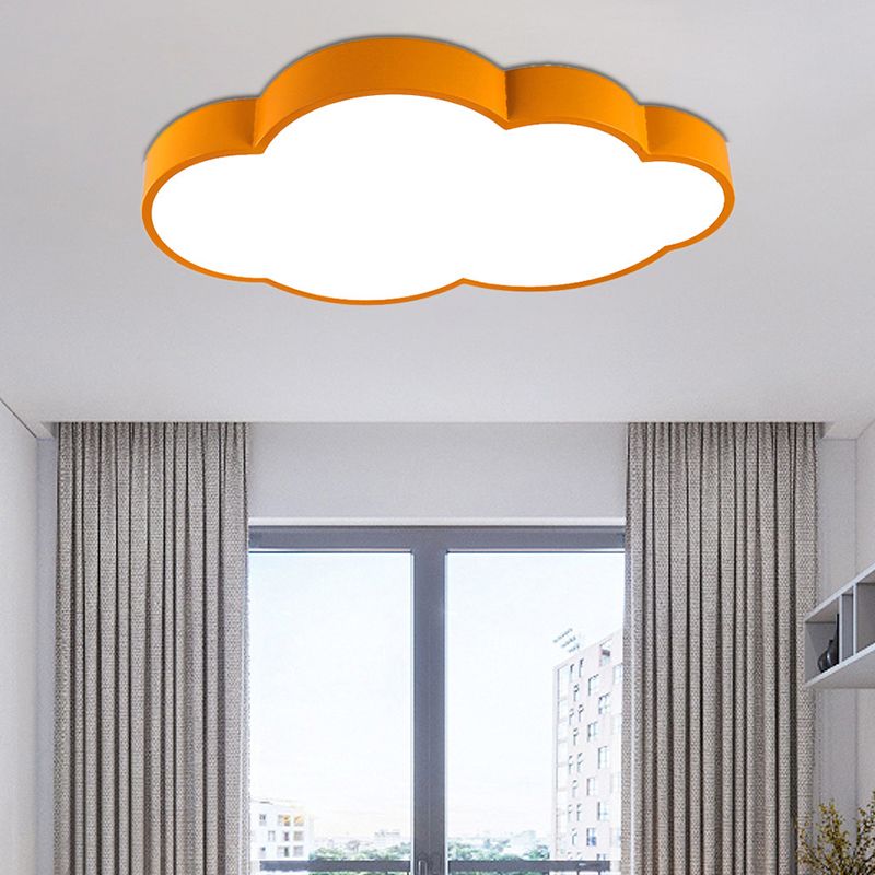 Contemporary Flat Cloud Ceiling Lamp Acrylic and Metal Undertint LED Flush Ceiling Light for Hallway
