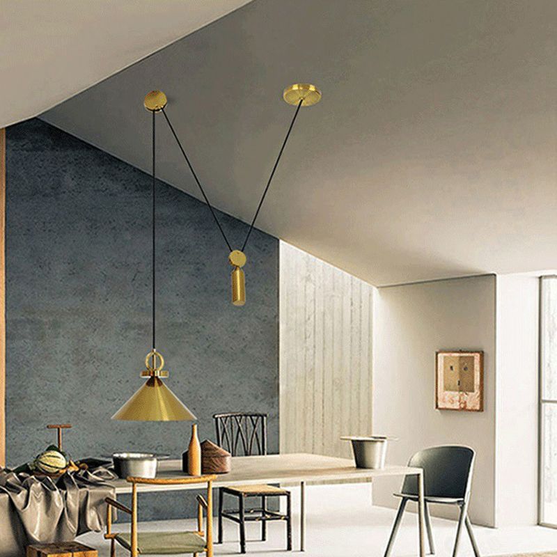 Metal Suppension Colgante Luz de oro moderno Down Lighting para comedor
