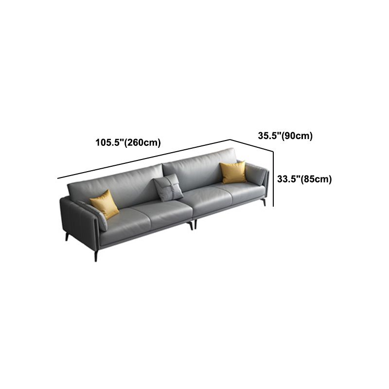 Gray Faux Leather Straight Arm Sofa/Sectionals with water proof for Living Room