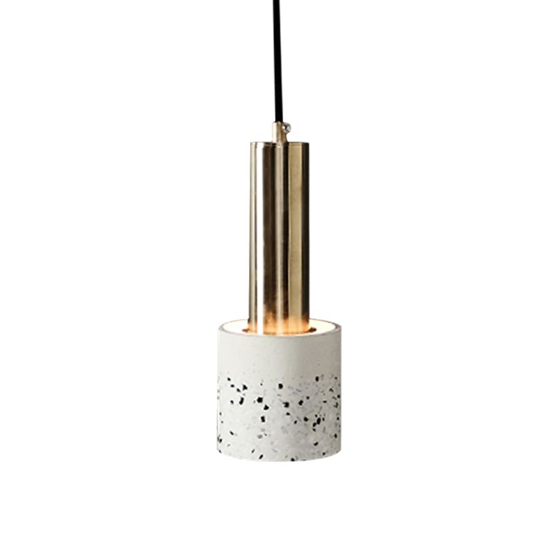 Cylindre suspendu léger Terrazzo Terrazzo 1-Light Lampe de plafond de chambre en blanc en blanc / noir / rose avec tube Gold Top