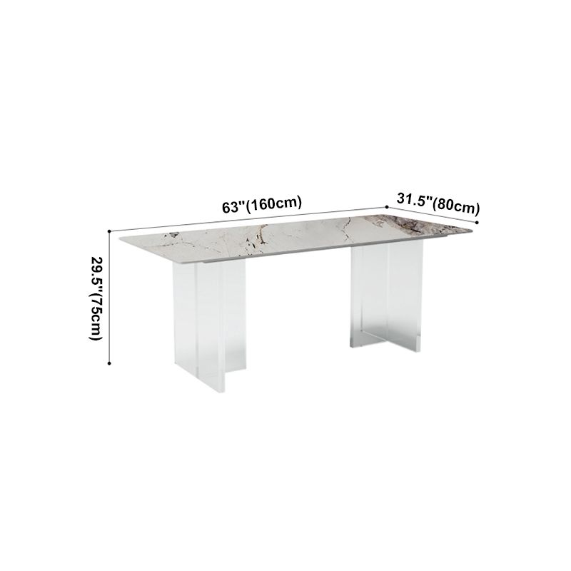 Mesa rectangular contemporánea acrílica mesa de piedra sinterizada para comedor