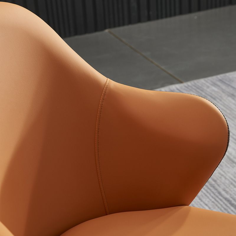 Modern Upholstered Dining Arm Chair Faux Leather and Metal Dining Chair