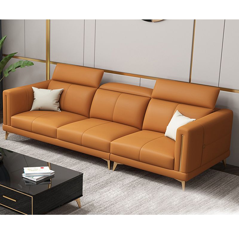 Genuine Leather Track Arm Sectional Sofa 36.22"High Cushion Back Sofa