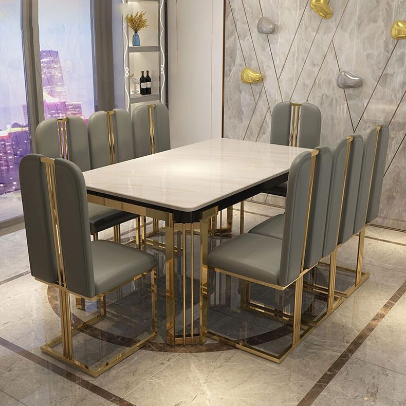 Contemporary Sintered Stone Rectangle Table Set 1/2/5/7/9 Pieces Dining Set for Home