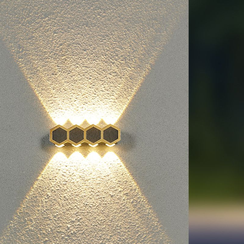 Gold & Black Modern Wall Flush Mount Honeycomb Shape Metal Wall Light