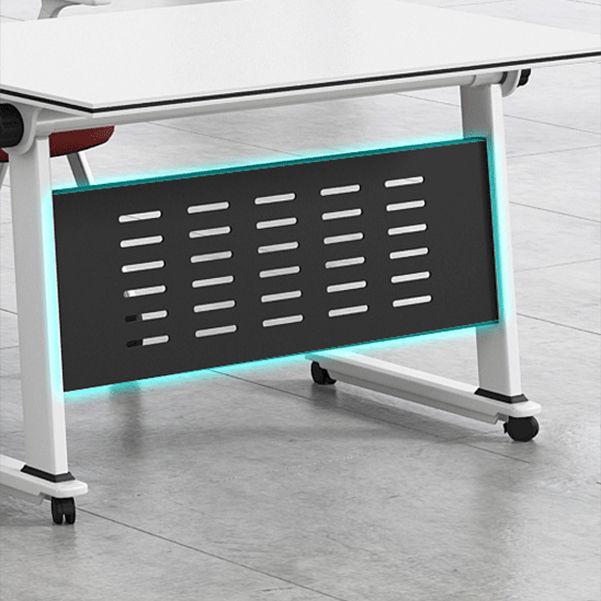 Contemporary Folding Writing Desk Rectangular Manufactured Wood Desk with Caster Wheels