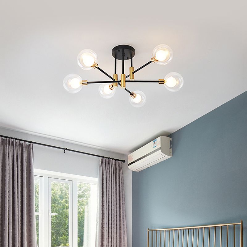 New Modern Transparent Glass Semi Flush Light Fixtures Bedroom Starburst Flush Mount Light