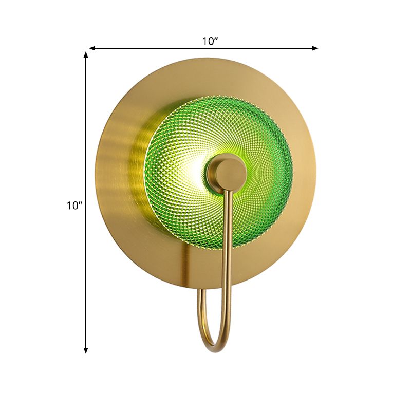 Bell Metall-Wandbeleuchtung Vintage 1/2/3-Licht-Leuchtenleuchte in Gold mit grünem prismatischem Glasschatten