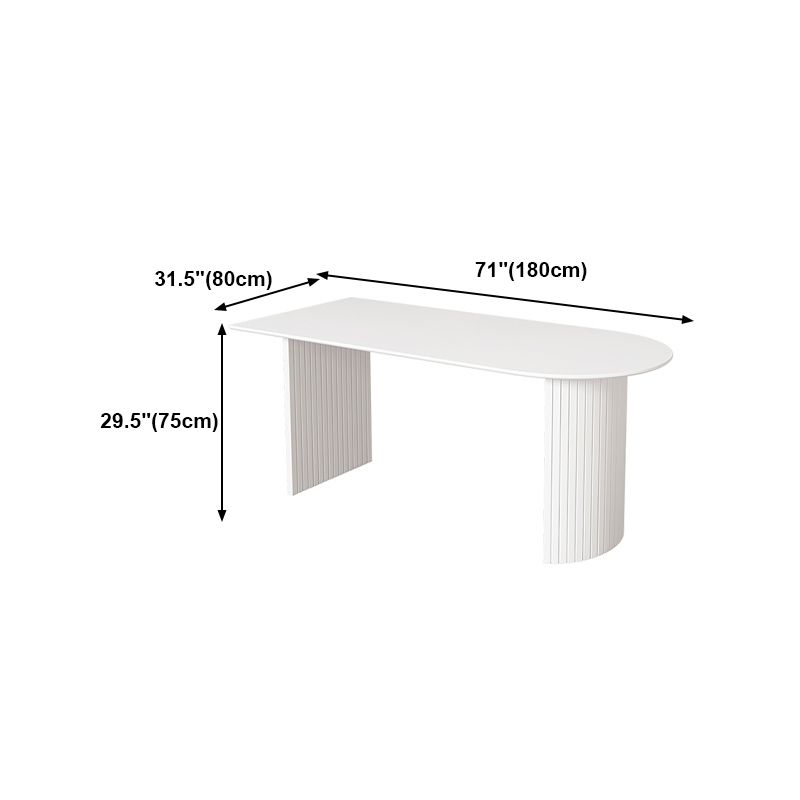 Solid Wood White Dining Table Simplicity Double Pedestal Table for Dining Room