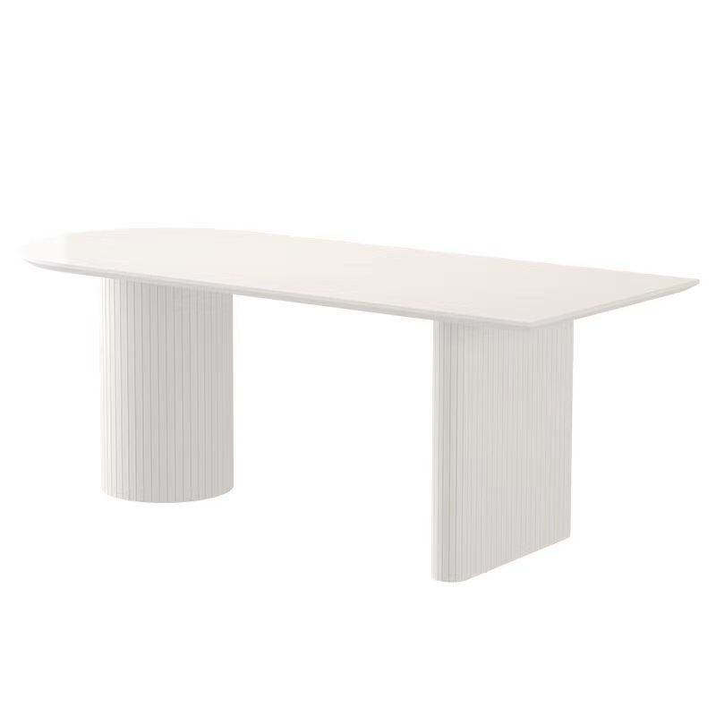 Sintered Stone Dining Table White Wooden Base Dinner Table for Dining Room
