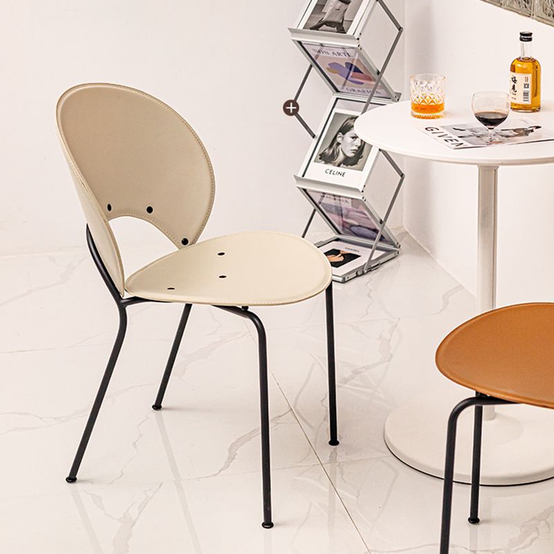 Sillas de comedor de estilo moderno, sillas laterales sin brazos con respaldo abierto y patas de metal para cocina